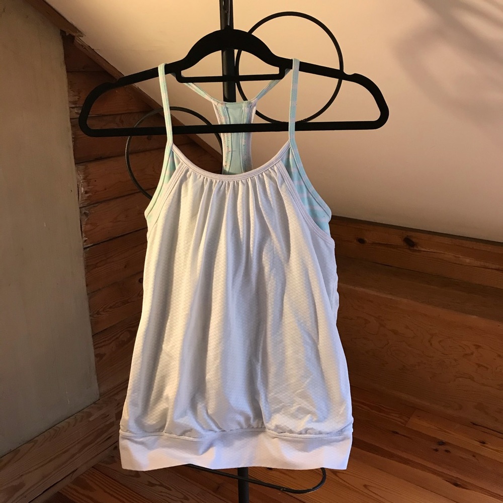Ivivva Athletica White Teal Bra Tank Top, GUC, 14